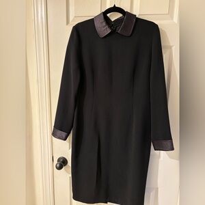 Clara Yoon Long Sleeve Collared Black Dress Medium